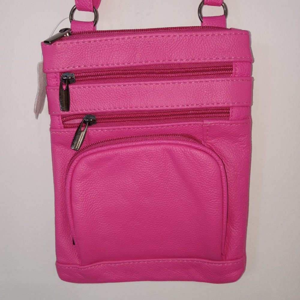 Vintage Leather hot pink single strap handbag - Picture 5 of 6